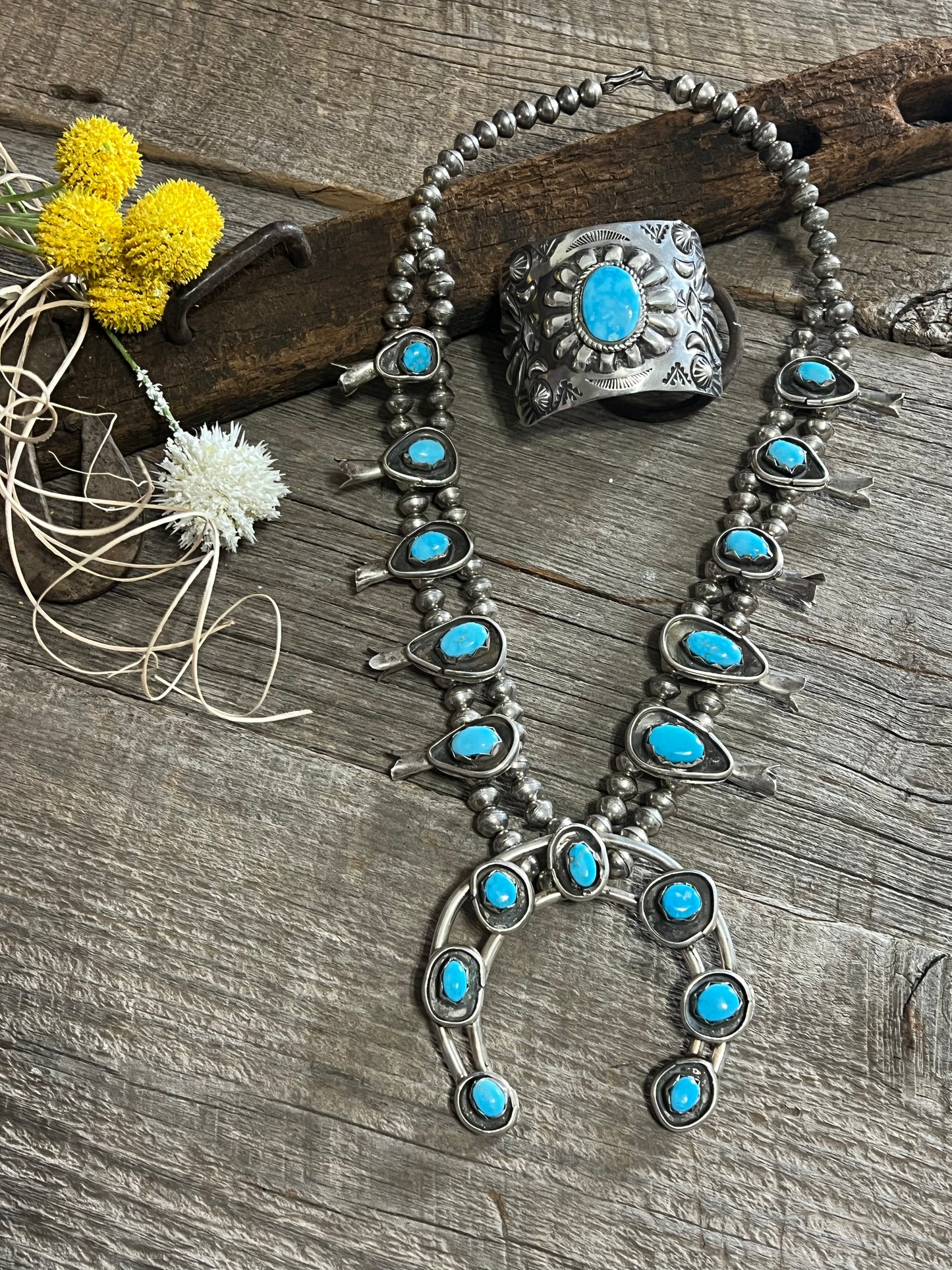 The Fine Dime Squash Blossom & Bracelet Set