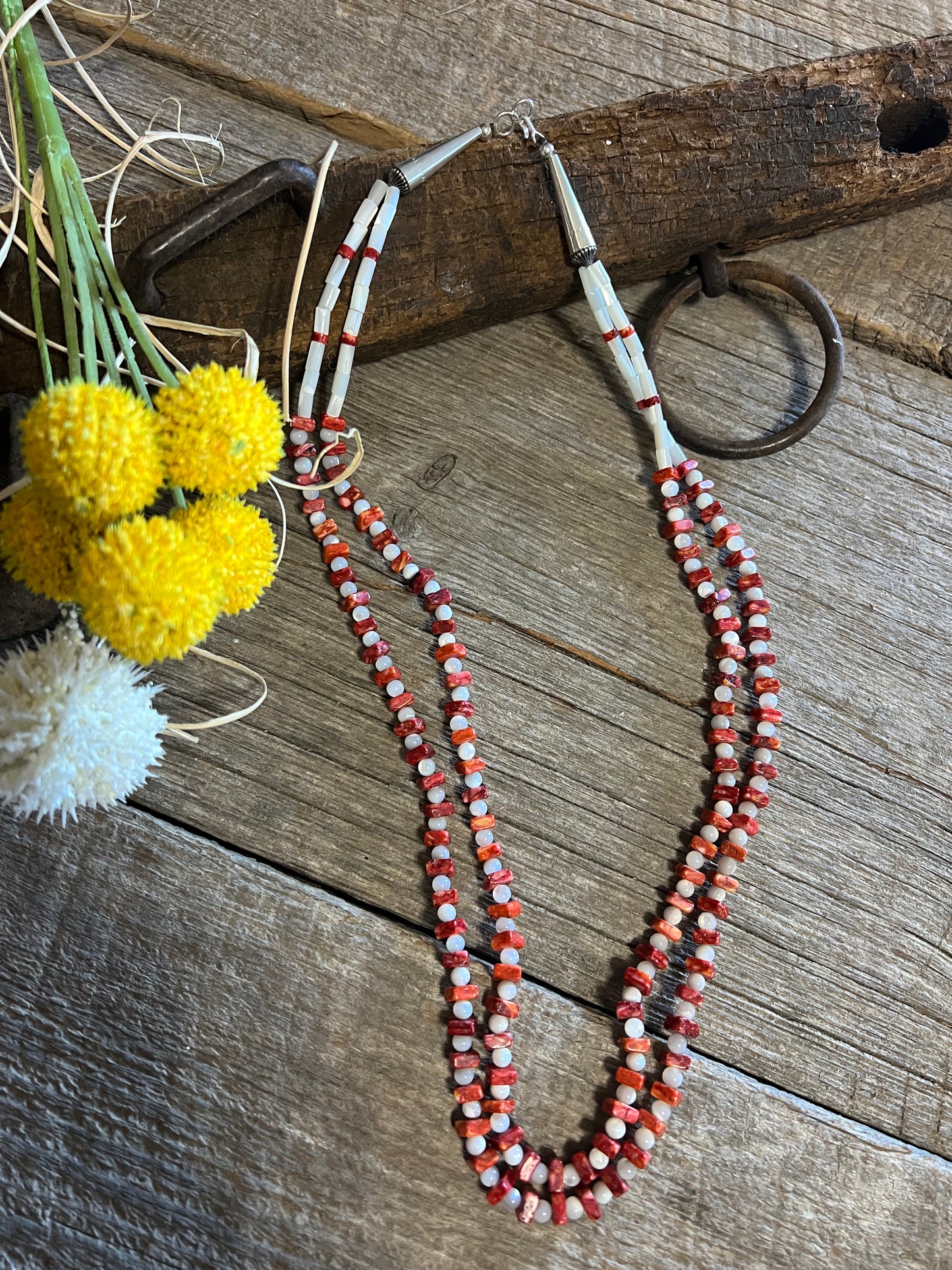 Red Spiny Double Strand Necklace