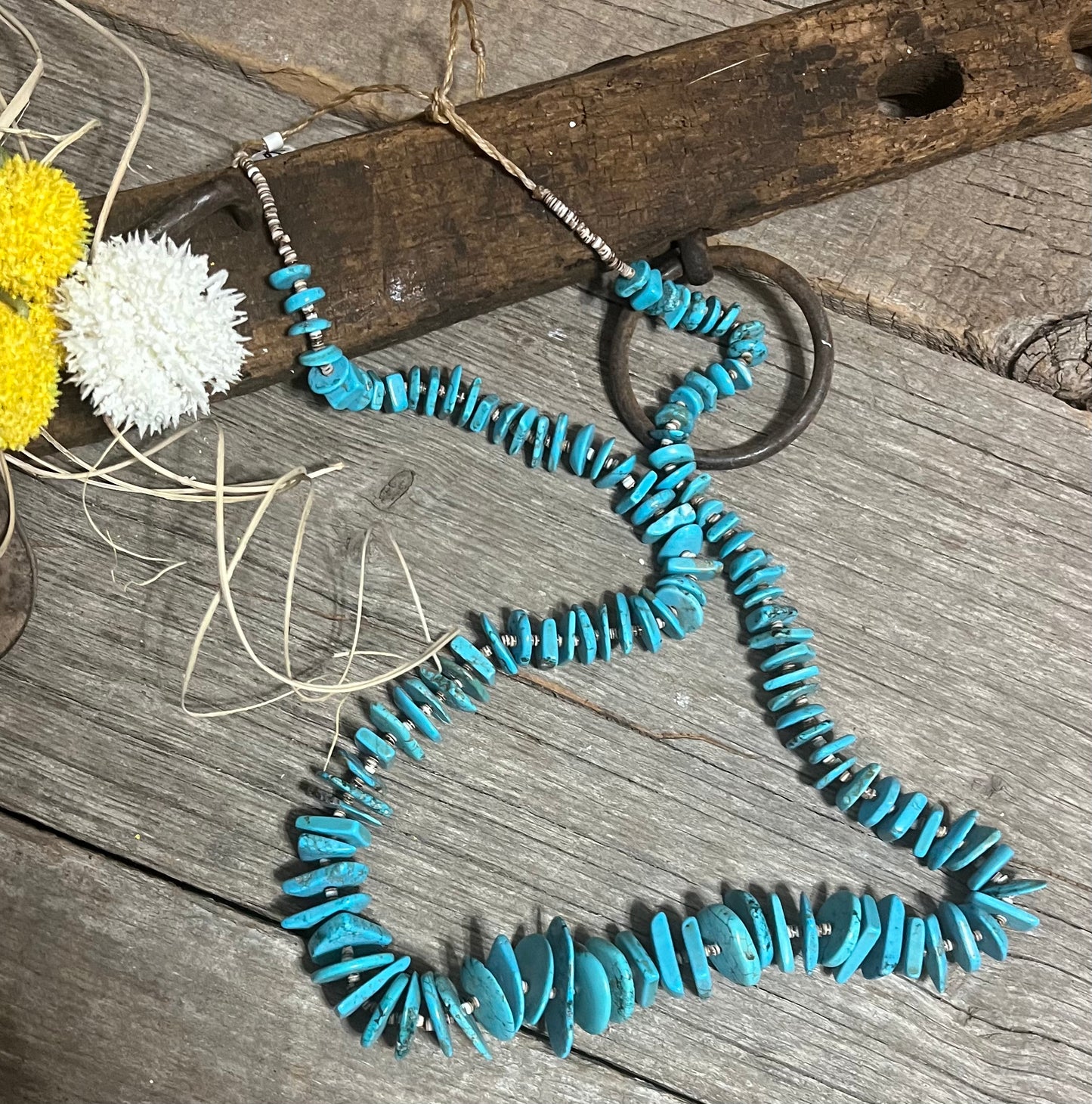 Graduated Turquoise Necklace Hand Tied