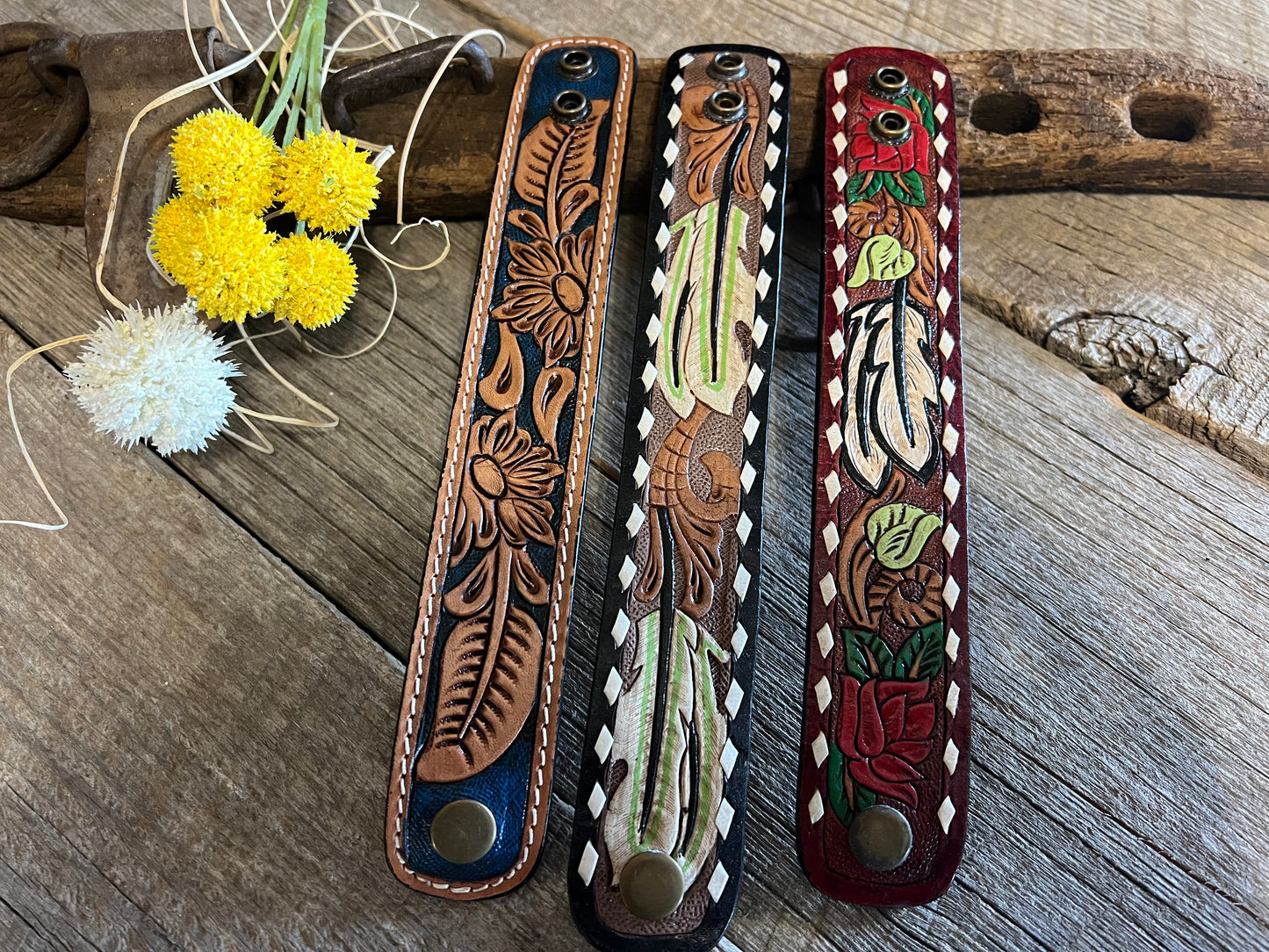 Leather Painted Snap Bracelet's