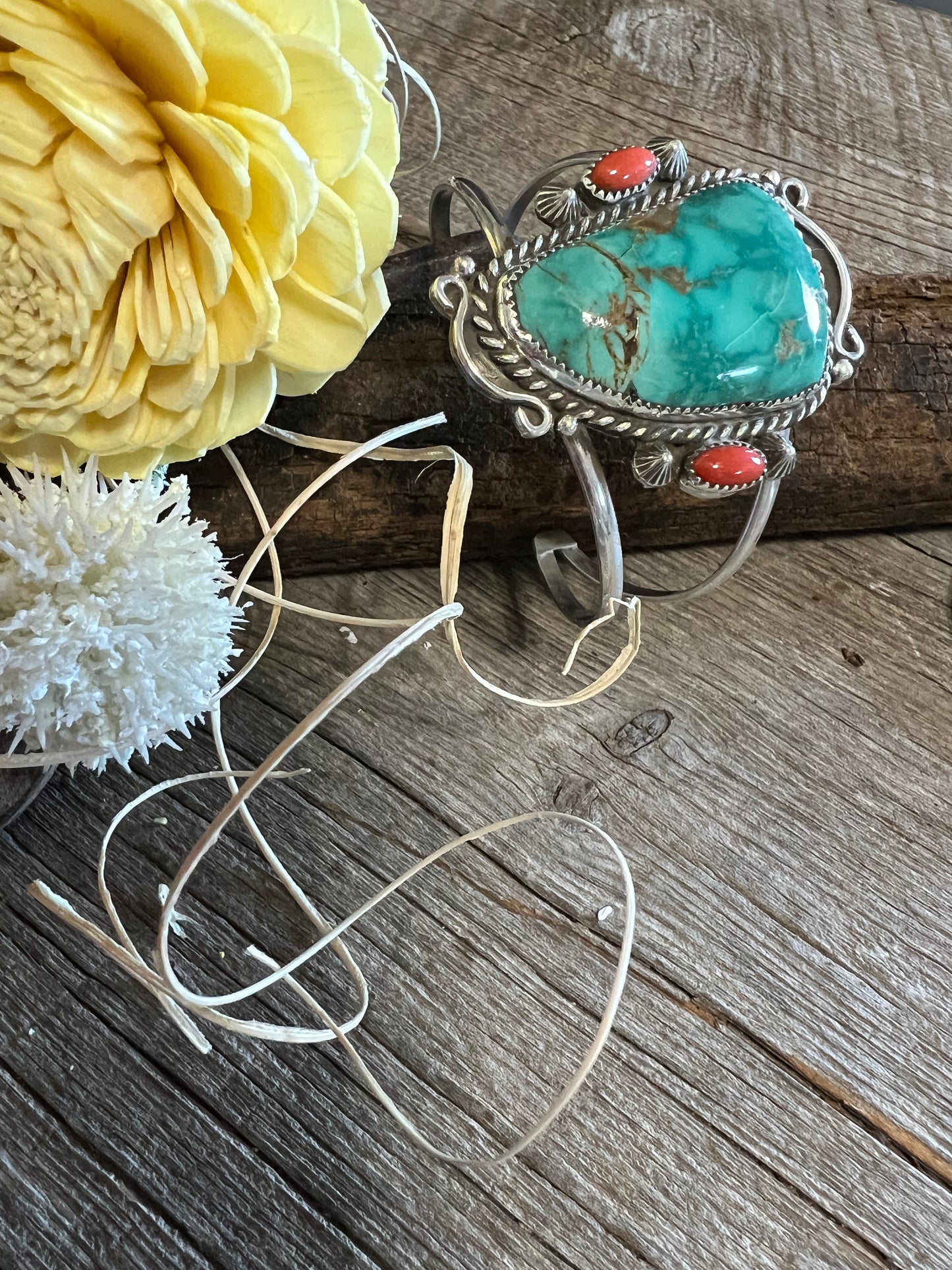 Red Spiny & Turquoise Bracelet