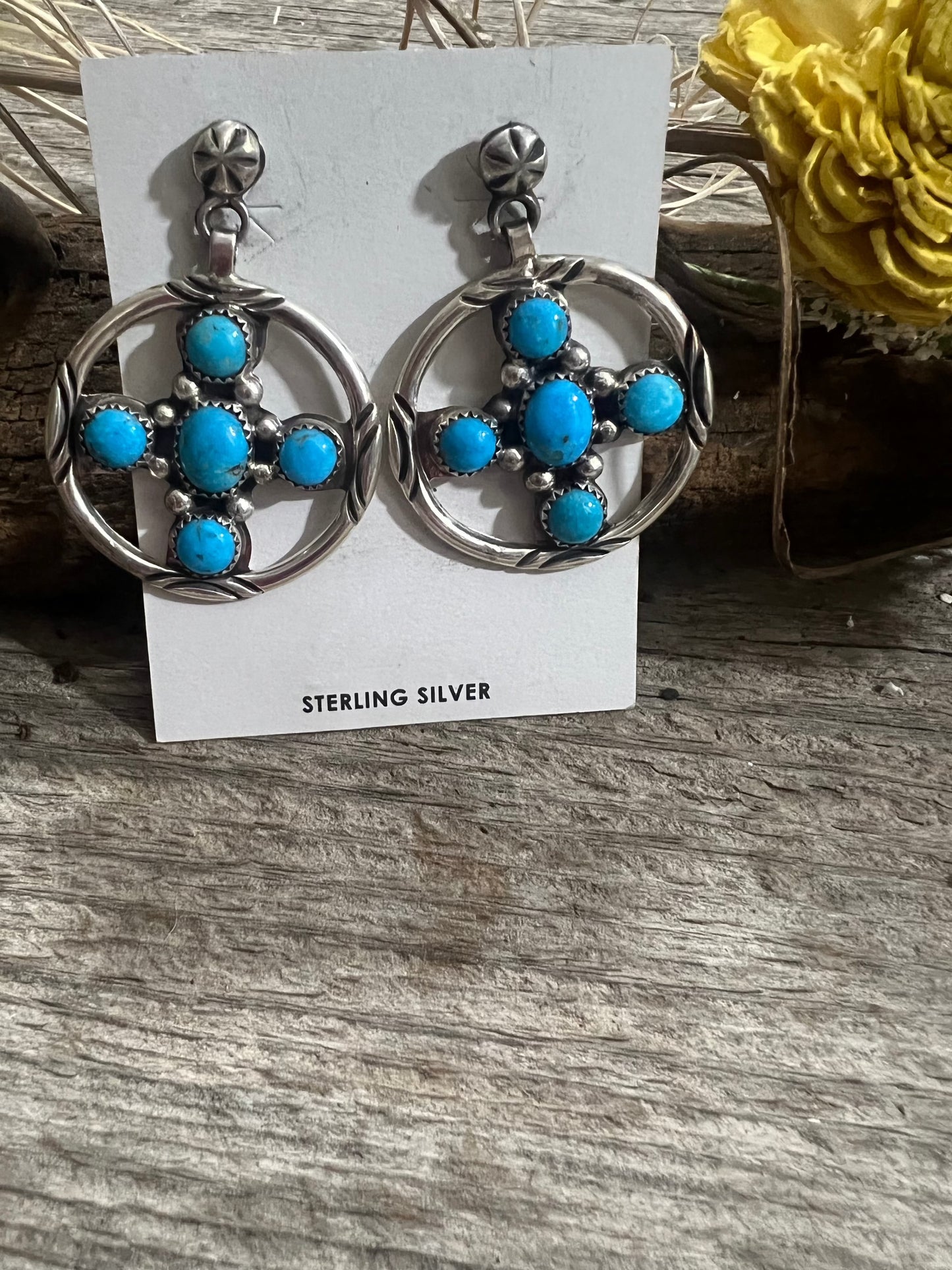 Large Circle Cross Earrings