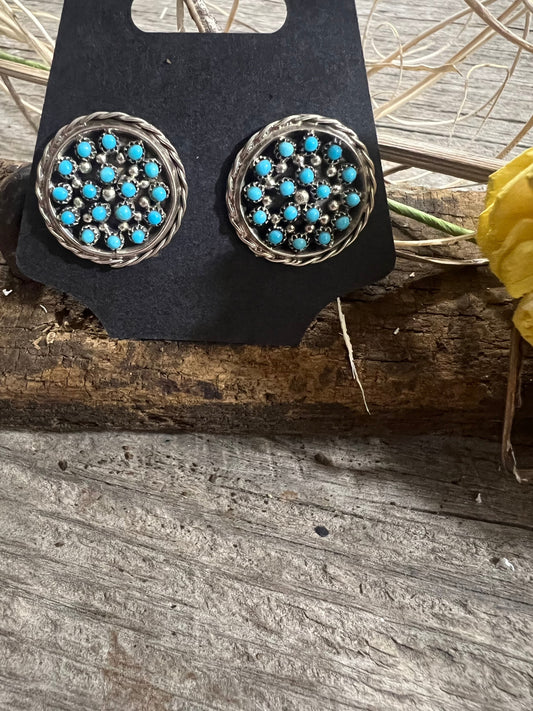 Turquoise Zuni Cluster Earrings