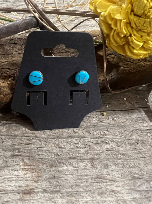 Inlayed Stud Turquoise Earrings