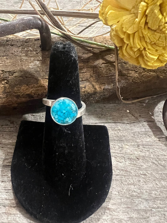 Adjustable Turquoise Chip Ring