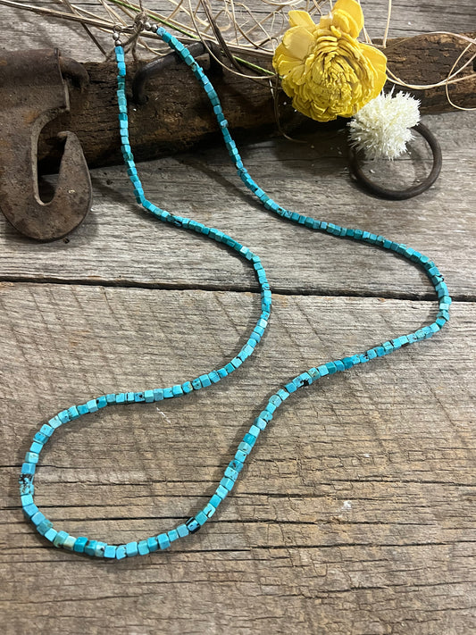 Turquoise Square Beaded Necklace