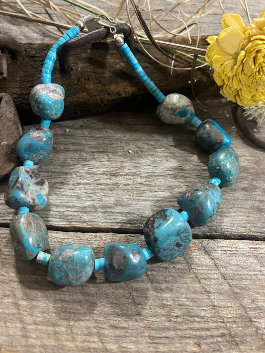 Chunky Turquoise & Heishi Chocker Necklace