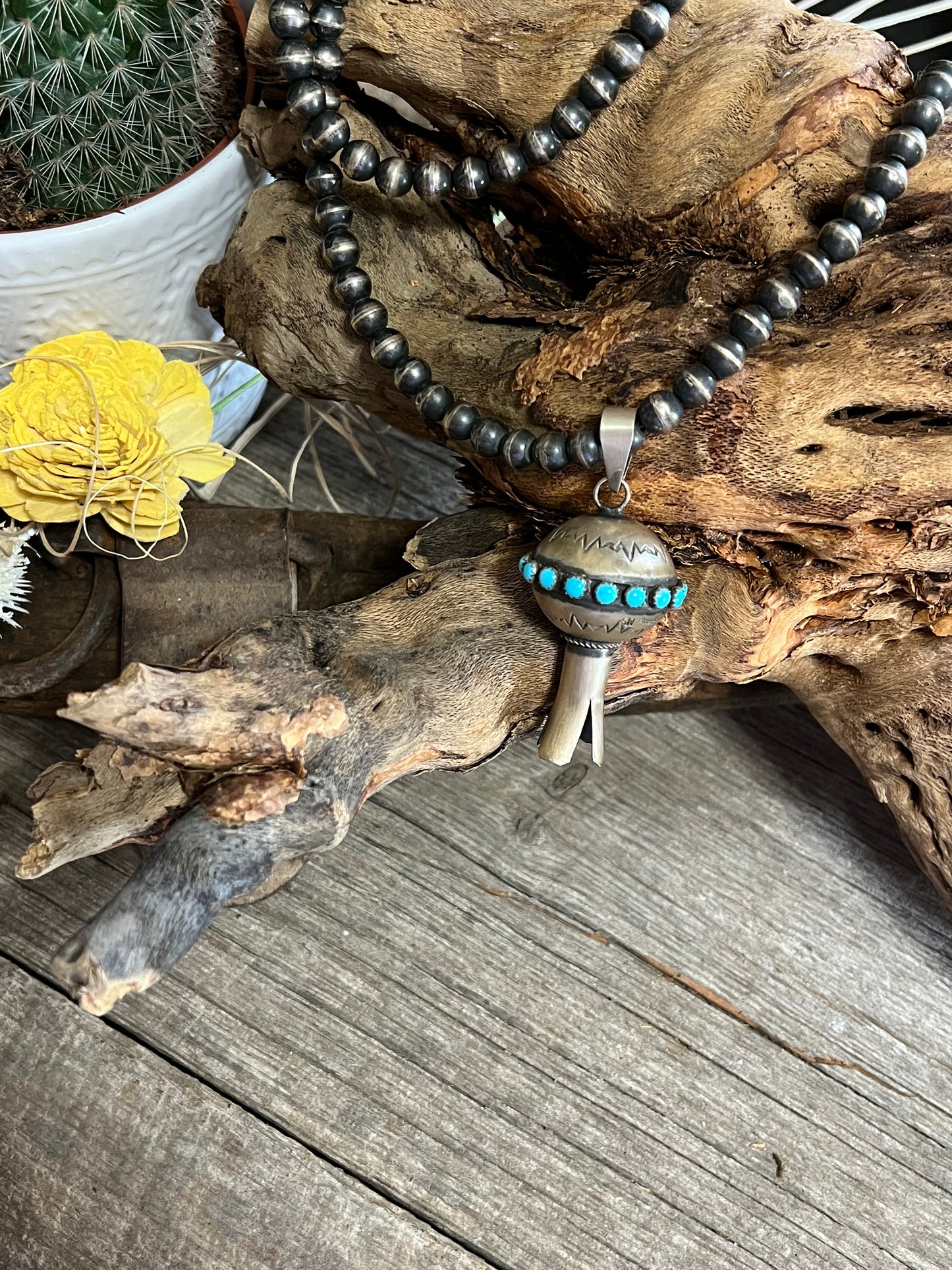 Large Turquoise Blossom Pendant