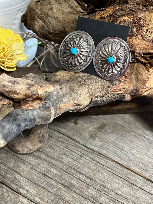 Turquoise Concho Earrings