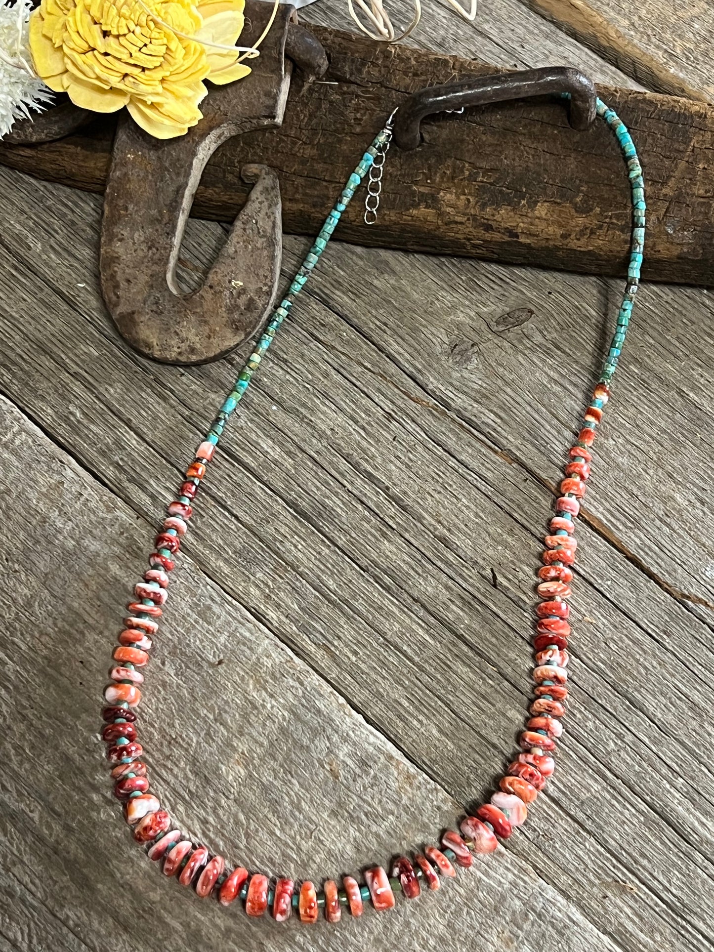 Orange Spiny & Turquoise Necklace