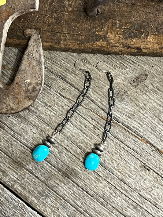 Handmade Hand Strung Pearl/Turquoise Earrings