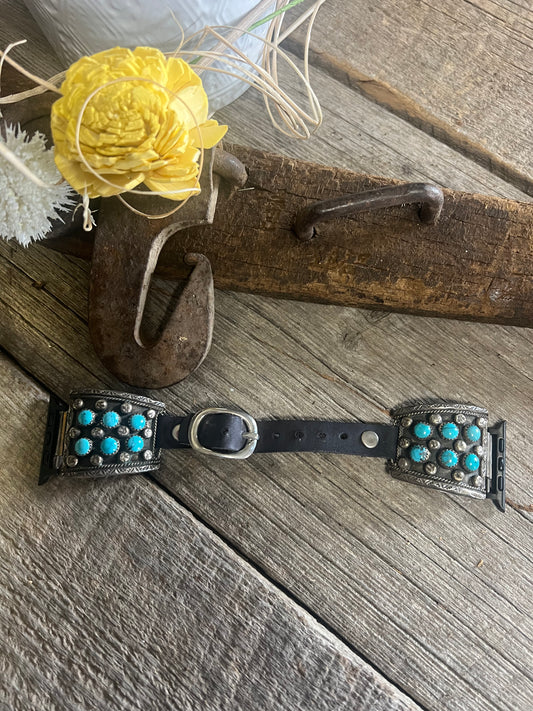 Turquoise 6 Stone Watch w/Leather Band